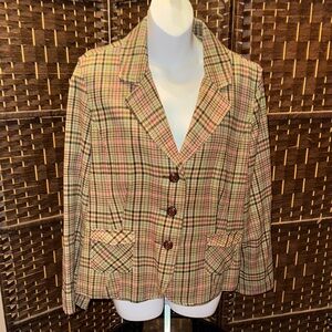 I.E. Relaxed Classic plaid Women's Blazer, XL